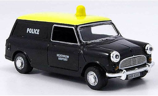 Austin Mini Van police 1/43 Oxford black yellow Heathrow diecast model cars