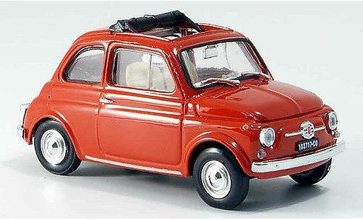 Fiat 500 F 1/43 Brumm Fkorallenred geoffnetes folding roof 1965 diecast model cars