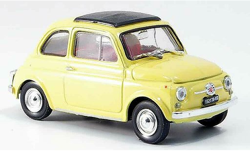 Fiat 500 F 1/43 Brumm yellow avec capote folding roof 1965 diecast model cars