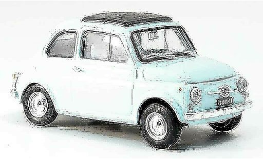 Fiat 500 F 1/43 Brumm blue avec capote folding roof 1965 diecast model cars