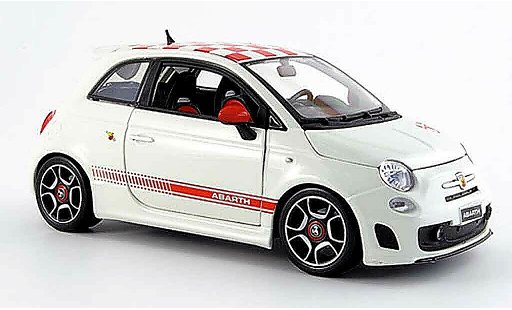 Fiat 500 Abarth 1/18 Burago red-white 2007 diecast model cars