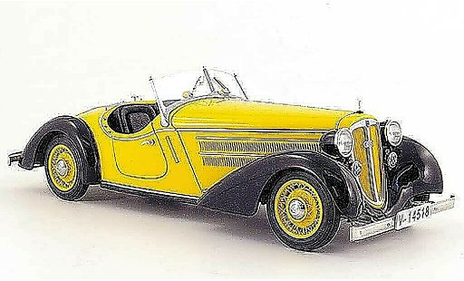 Audi 225 roadster 1/18 CMC front black/yellow 1935 diecast model cars