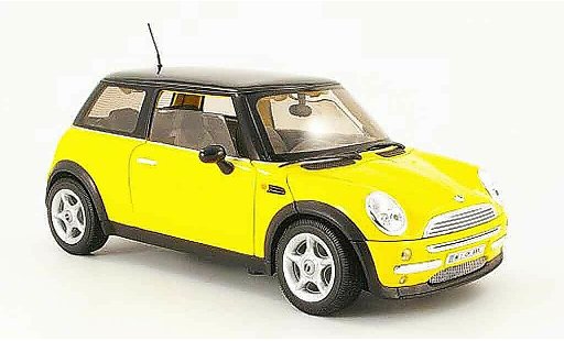 Mini Cooper D 1/18 Welly yellow black roof diecast model cars
