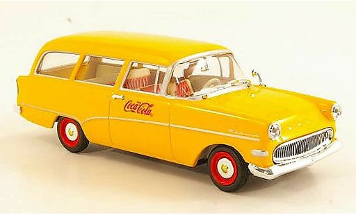 Opel Rekord P1 1/43 Minichamps CarAVan Coca-Cola yellow 1958 diecast model cars