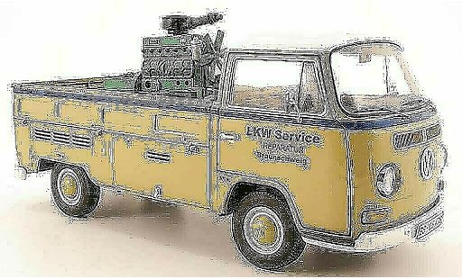 Volkswagen Combi A 1/18 Schuco t2a flatbed lkw service with ladegut diecast model cars