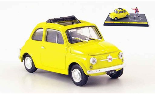 Fiat 500 Classique 1/43 Brumm yellow avec Figur Lupin the 3rd Wanted diecast model cars