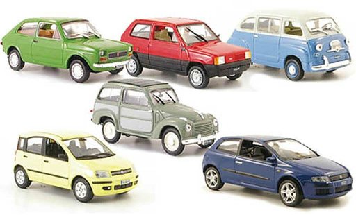 Fiat 500 C 1/43 Hachette 6er-Set: 127 600 Multipla Panda Belvedere diecast model cars