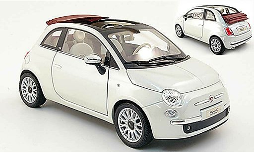 Fiat 500 Cabrio 1/18 Norev white/red 2009 diecast model cars