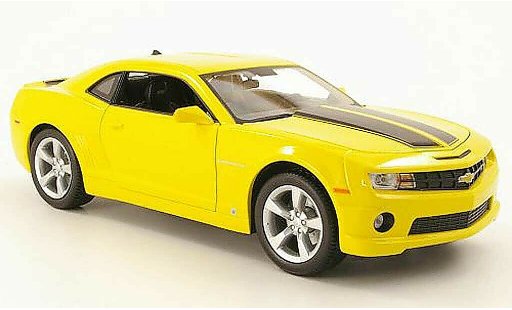 Chevrolet Camaro SS 1/18 Maisto yellow avec bandes blacks 2010 diecast model cars