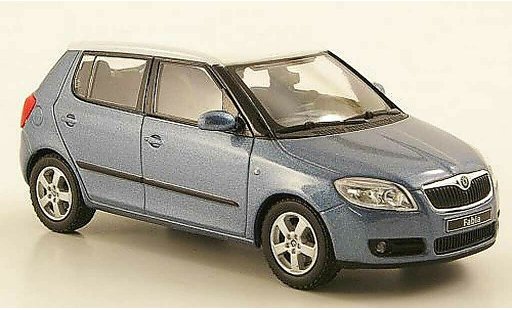 Skoda Fabia II 1/43 Abrex bluegrey avec whiteem roof 2006 diecast model cars
