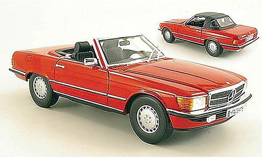 Mercedes 300 Base 1/18 Norev SL (R107) red 1985 diecast model cars
