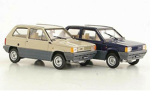 Fiat Panda Coffret 1/43 Brumm 2er-Set: 30 blue and 45 beige 1980 diecast model cars