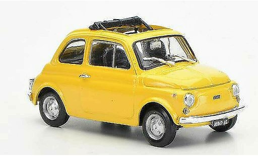 Fiat 500 R 1/43 Brumm yellowbeige ge?ffnetes folding roof 1972 diecast model cars