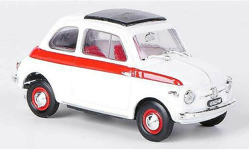 Fiat 500 Sport 1/43 Brumm white/red Schieberoof closed 1959 diecast model cars