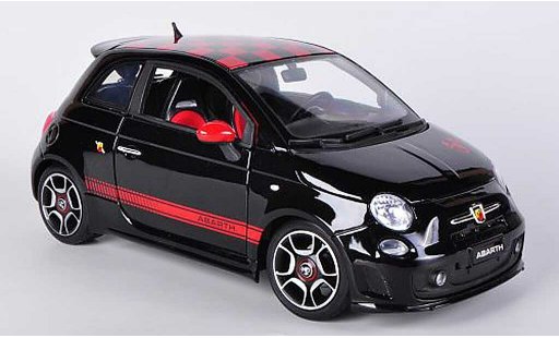 Fiat 500 Abarth 1/18 Burago black/red 2008 diecast model cars