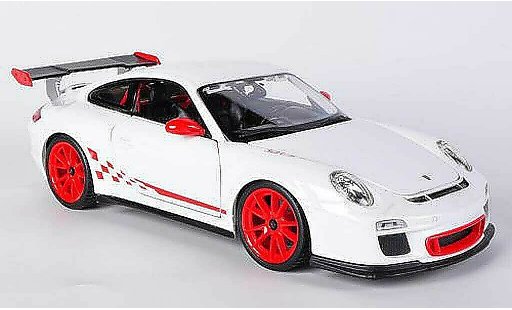 Porsche 911 GT3 RS 1/18 Burago white/red diecast model cars