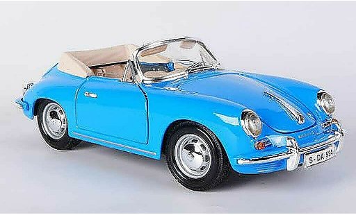 Porsche 356 1961 1/18 Burago B Convertible blue diecast model cars