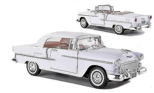 Chevrolet Bel Air Convertible 1/18 Motormax 1955 white diecast model cars