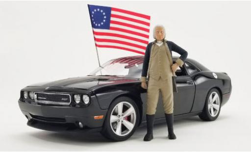 Diecast model cars Dodge Challenger SRT SRT8 George Washington Edition blue 2010 with Figur and Flagge 1/18 ACME