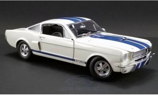 Diecast model cars Ford Mustang Shelby GT350 Supercharged white/blue 1966 1/18 ACME