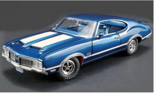 Diecast model cars Oldsmobile 442 W-30 metallic blue/white 1970 1/18 ACME
