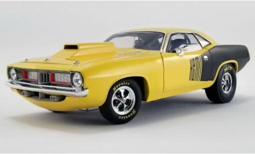 Diecast model cars Plymouth Cuda 1972 Drag Car yellow/Dekor 1/18 ACME