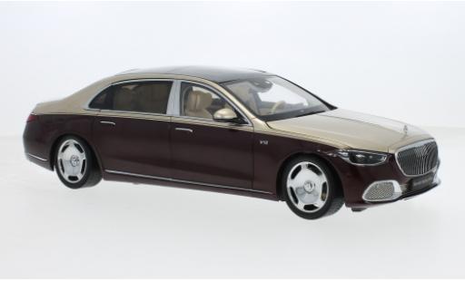 Diecast model cars Mercedes CLA Base Maybach Classe S metallise beige/metallise red 2021 1/18 Almost Real