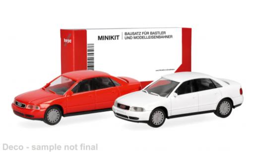 Diecast model cars Audi A4 berline red/white 1/87 Herpa MiniKit