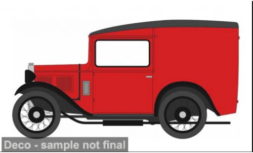 Diecast model cars Austin 7 utilitaire Van red/black 1/76 Oxford