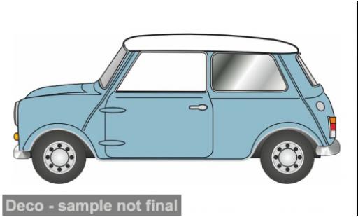 Diecast model cars Austin Mini berline blue/white 1/76 Oxford