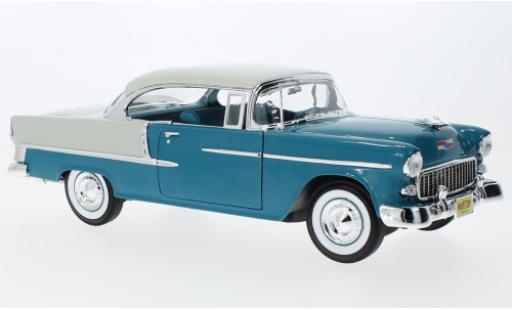 Diecast model cars Chevrolet Bel Air Coupe Hardtop blue/beige 1955 1/18 Auto World