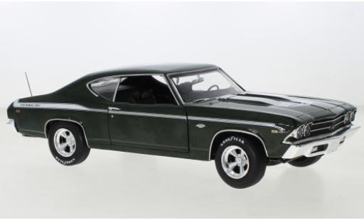 Diecast model cars Chevrolet Chevelle tuning Yenko metallise green/white 1969 1/18 Auto World