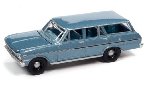 Diecast model cars Chevrolet Nova Station Wagon II 400 metallise blue clair 1963 1/64 Auto World