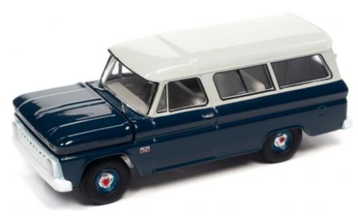 Diecast model cars Chevrolet Suburban suv blue /white 1966 1/64 Auto World