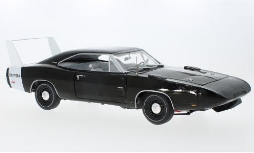 Diecast model cars Dodge Charger Daytona black/white 1969 1/18 Auto World