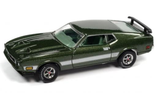 Diecast model cars Ford Mustang Mach 1 metallise green 1973 1/64 Auto World