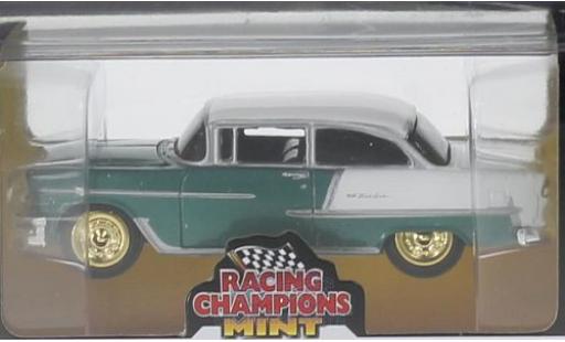 Diecast model cars Chevrolet Bel Air Coupe matt-turquoise/matt-white 1955 goldene Felgen 1/64 Auto World