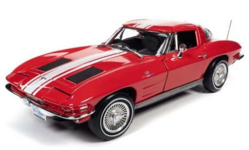 Diecast model cars Chevrolet Corvette Z06 Stingray red/white 1963 1/18 Auto World