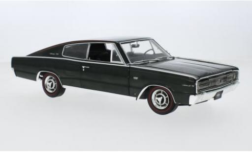 Diecast model cars Dodge Charger Coupe metallise green/black 1966 1/18 Auto World