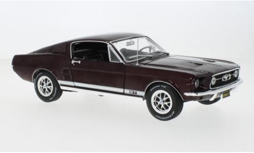 Diecast model cars Ford Mustang Fastback GT 2+2 metallise red 1967 1/18 Auto World