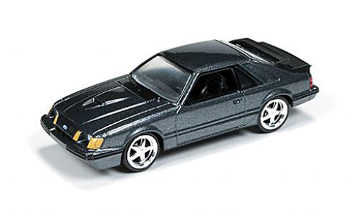 Diecast model cars Ford Mustang SVO metallic grey 1984 1/64 Auto World