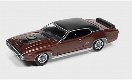Diecast model cars Plymouth GTX 1971 brown/black 1/64 Auto World