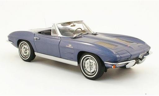 Diecast model cars Chevrolet Corvette Convertible metallic blue 1963 1/18 AUTOart