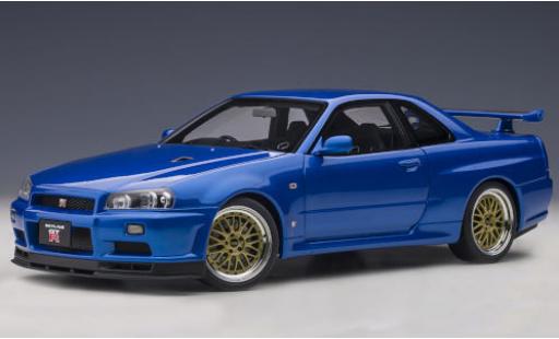 Diecast model cars Nissan Skyline R34 GT-R V-Spec II () metallic blue RHD 2001 with BBS LM-Felgen 1/18 AUTOart