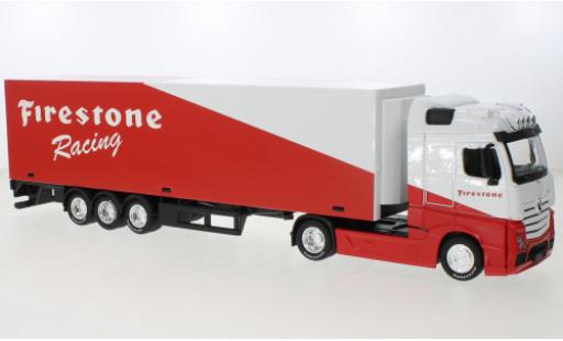 Diecast model cars Mercedes Actros Gigaspace red/white Firestone Racing 1/43 Burago