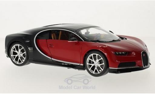 Diecast model cars Bugatti Chiron coupe red/black 1/18 Burago
