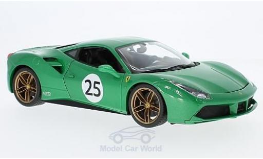 Diecast model cars Ferrari 488 GTB metallic green The Green Jewel 70 Jahre 1/18 Burago