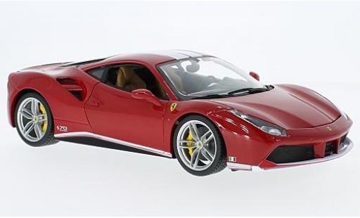Diecast model cars Ferrari 488 GTB red/white The Schumacher 70 ann&Atilde;&copy;es 1/18 Burago