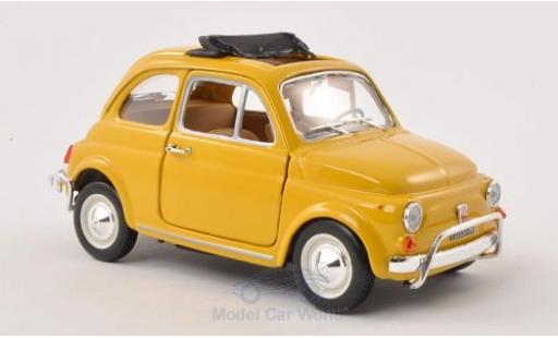 Diecast model cars Fiat 500 L yellow 1968 ge&Atilde;&para;ffnetes folding roof without Vitrine 1/24 Burago
