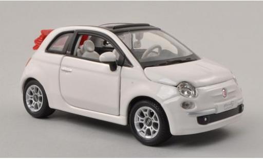Diecast model cars Fiat 500C Cabrio C Convertible white hood ouvert 1/24 Burago